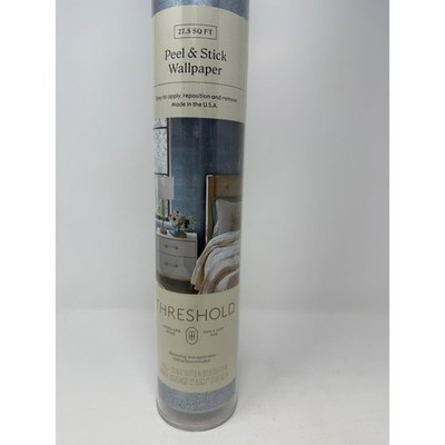 Threshold Peel & Stick Wallpaper Metallic Leaf Blue 27.5 SQ FT Roll NEW
