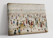 AT THE SEASIDE, L..S. LOWRY - FRAMED CANVAS WALL ARTWORK PICTURE PRINT