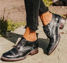 Freebird Mabel Black Leather Oxfords WS/7 NWOB