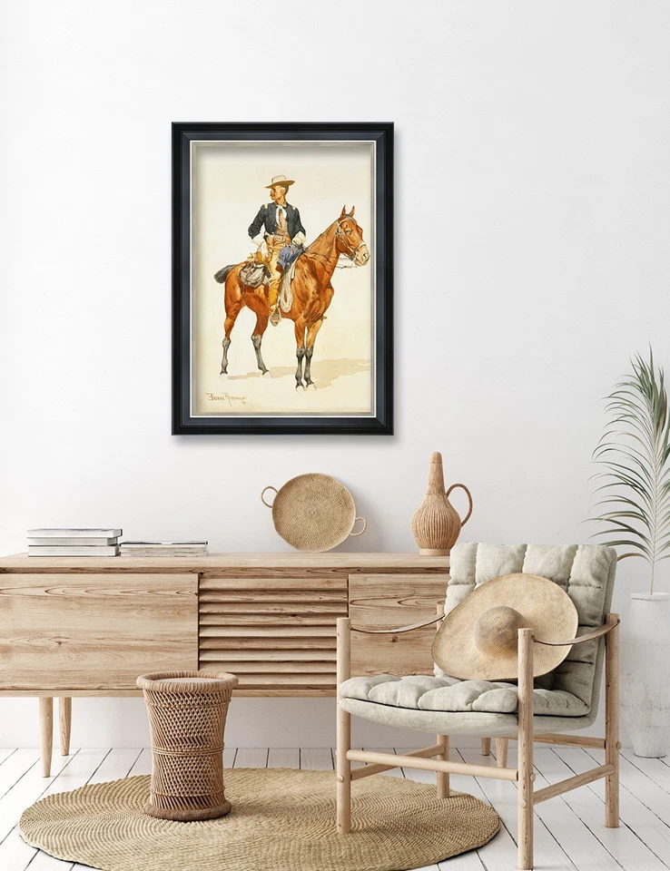 Arte de pared fino Frederic Remington: Jefe de los Crow Scouts, impresión en lienzo enmarcado Foto 2 de 4