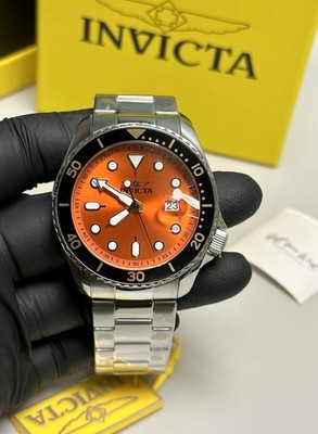 Invicta Pro Diver Men's 46mm Orange Dial Lume Markers Steel Quartz Watch 47159
