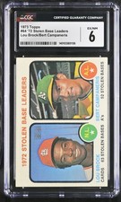 1973 TOPPS '72 STOLEN BASE LEADERS LOU BROCK #64 CGC 6