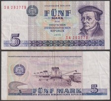 Germany - East Germany (DDR), 5 Mark, 1975, VF++, P-27