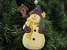 Rustic Snowman Christmas Ornament, Wooden