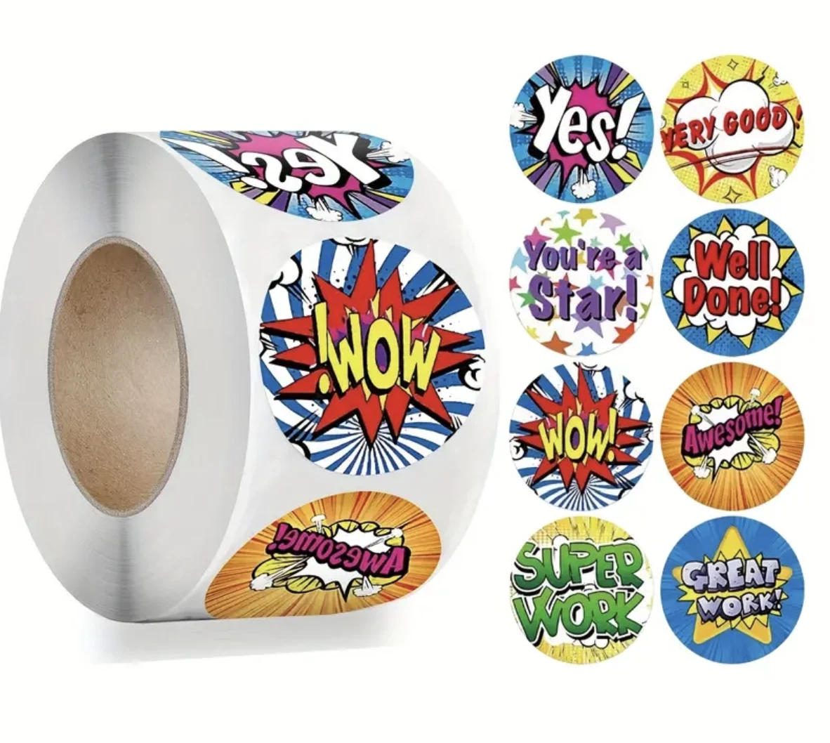 Positive Reward Merit Stickers 2.5cm 50/100pc Teacher Classroom Award Kids Party