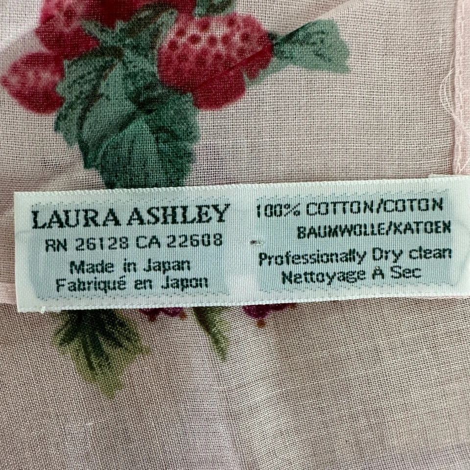 Bufanda cuadrada floral vintage LAURA ASHLEY pañuelo de algodón rosa 21x21 pulgadas Foto 4 de 4