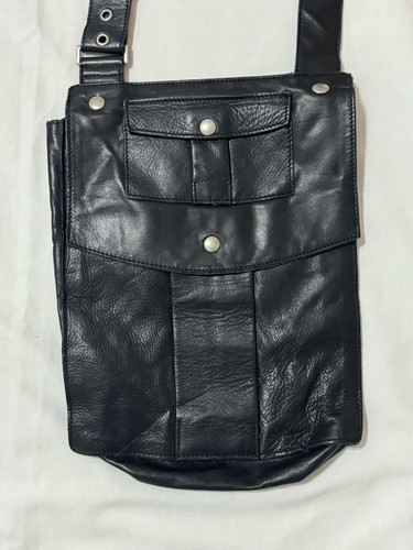 Vintage Karl Lagerfeld x H&M Umhängetasche schwarz Leder Messenger silberne Hardware - Bild 2 von 18