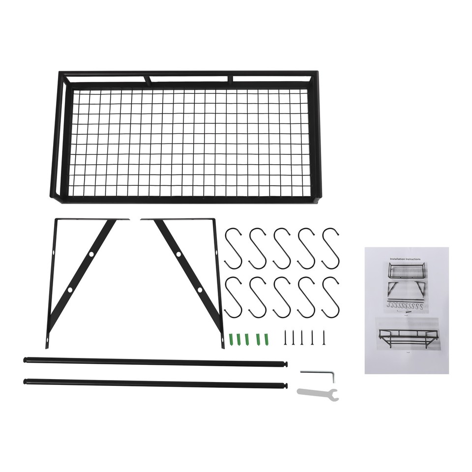 Pot & Pan Rack Kitchen Wall Mounted Storage Shelf Cookware Pan Pot Organizer Rack with ...