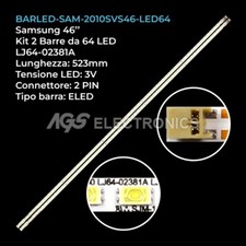 KIT 2 BARRE STRIP 64 LED TV SAMSUNG LJ64-02381A SLED-2010SVS46-120HZ-64-0D-V1.0