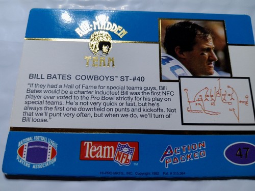 * 1991 All-Madden Team #47 lleno de acción Bill Bates Cowboys ST-#40 - Imagen 4 de 6