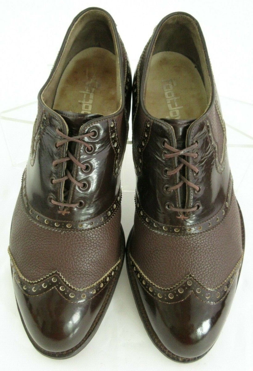 Vintage FootJoy Shield Tip Golf Shoes Brown Patent Brown  display picture 1