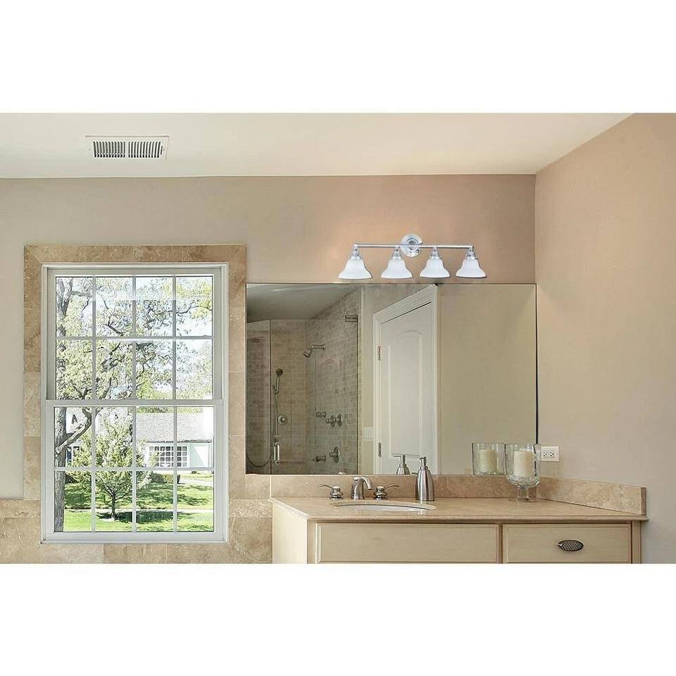 Asten  4-Light Chrome Vanity Light with Opal Etched Glass Shades by World Import - Image 2 of 4