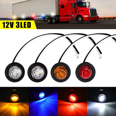 3/4''LED Side Marker Lights Strobe Round Truck Trailer Clearance Bullet Light 12V