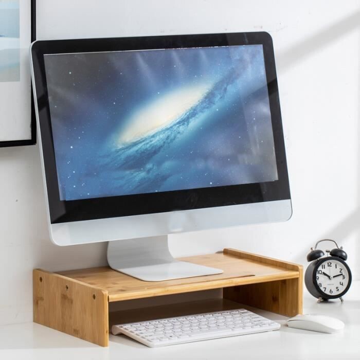 Réhausseur d'écran en bois support informatique pour moniteur et TV 42cm