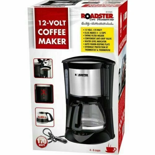 12V 170W PORTABLE COFFEE MACHINE MAKER FOR 6 CUPS TRUCK LORRY CARAVAN VAN CAR UK