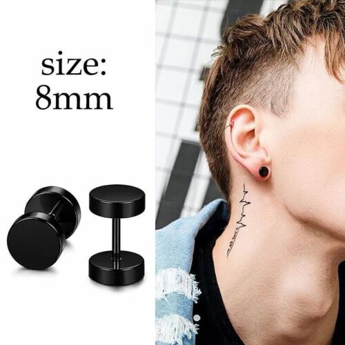 2 Stück Edelstahl Runde Kugel Ohrringe Schraubverschluss Ohrstecker für Herren Damen - Bild 4 von 16