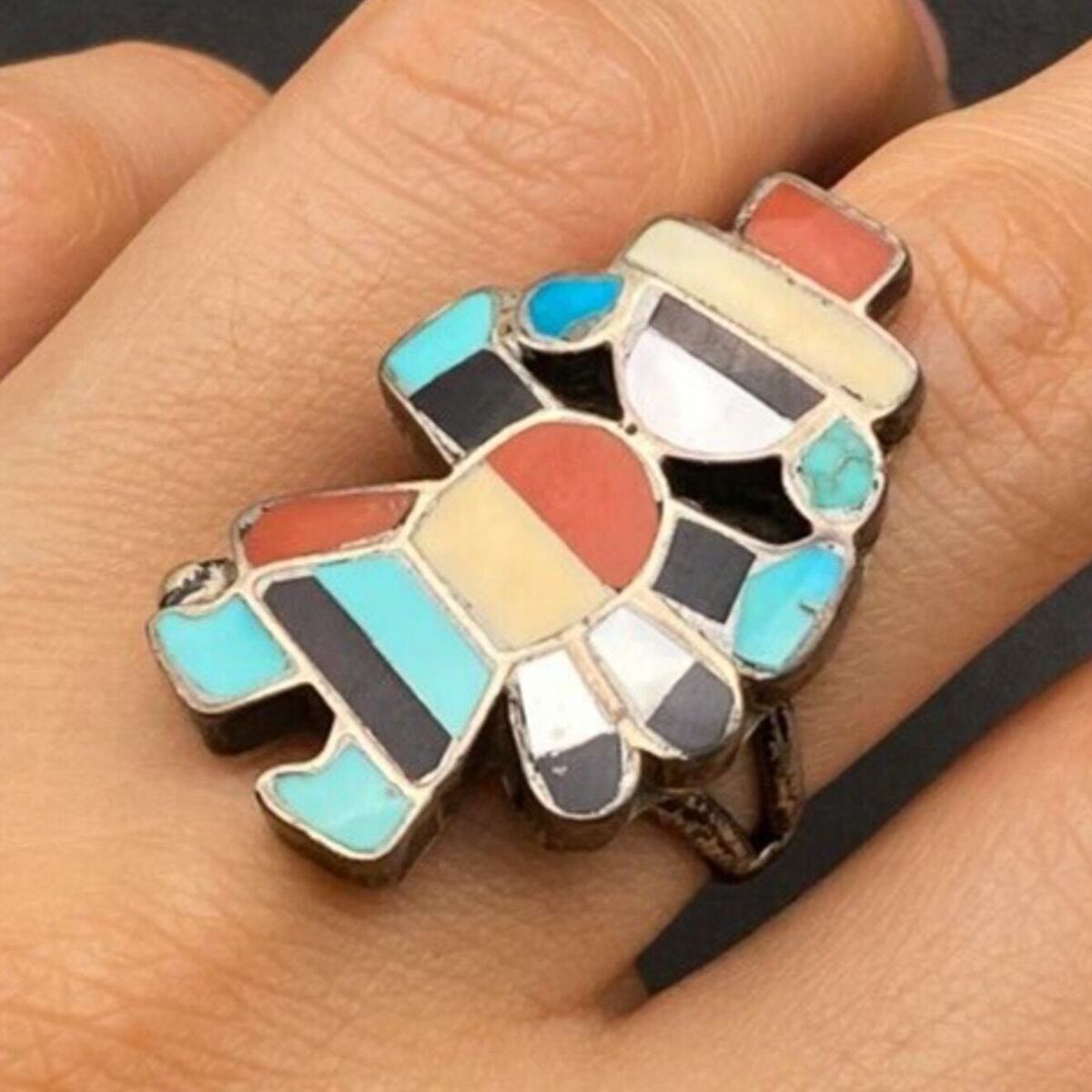 Best Vintage Native American Zuni Ernest Zunie Turquoise Kachina Sterling Silver Bracelet Old Best Vintage Native American Zuni Ernest Zunie Turquoise Kachina Sterling Silver Bracelet Old