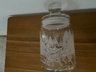 AVON PRESIDENT'S CLUB HOLIDAY GIFT - GLASS COOKIE JAR ETCHED SLEIGH DESIGN  — photo 5