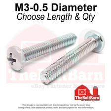 M3-0.5 Phillips Pan Head Machine Screws Zinc (Choose Length & Qty)