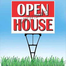 18"x24" OPEN HOUSE Outdoor Yard Sign & Stake Sidewalk Lawn Realtor House Estate