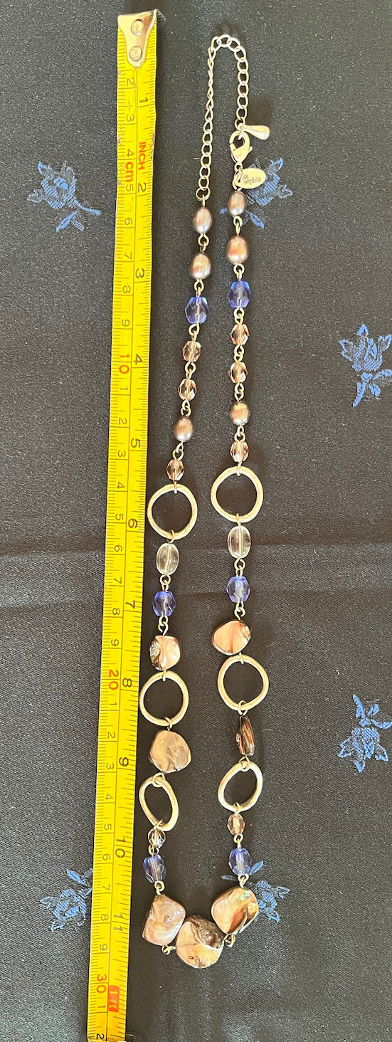 Lia Sofia Abalone shell Necklace w/ beautiful blu… - image 9