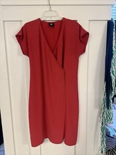 W by WORTH Size 4 Red crepe wrap tea length dress $298.00