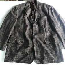 Nordstrom Natural Style Brown Wool Plaid Blazer Jacket 46R A1602