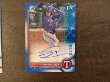 2022 Bowman Chrome Danyer Cueva BLUE MOJO Autograph CPA-DCA Auto Rangers 21/150
