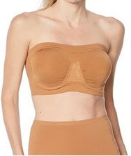 Rhonda Shear Caramel Nude Underwire Removable Pads Strapless Bandeau Bra New