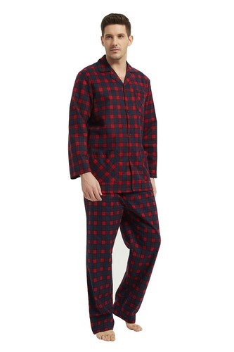 Amaxer Men’s Pajamas Set 100% Cotton Flannel Long Sleeves Pajamas For Men PJs - Picture 28 of 47