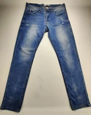 Bleecker & Mercer Premium Men's 32x32 Stretch Denim Zip Blue Jeans