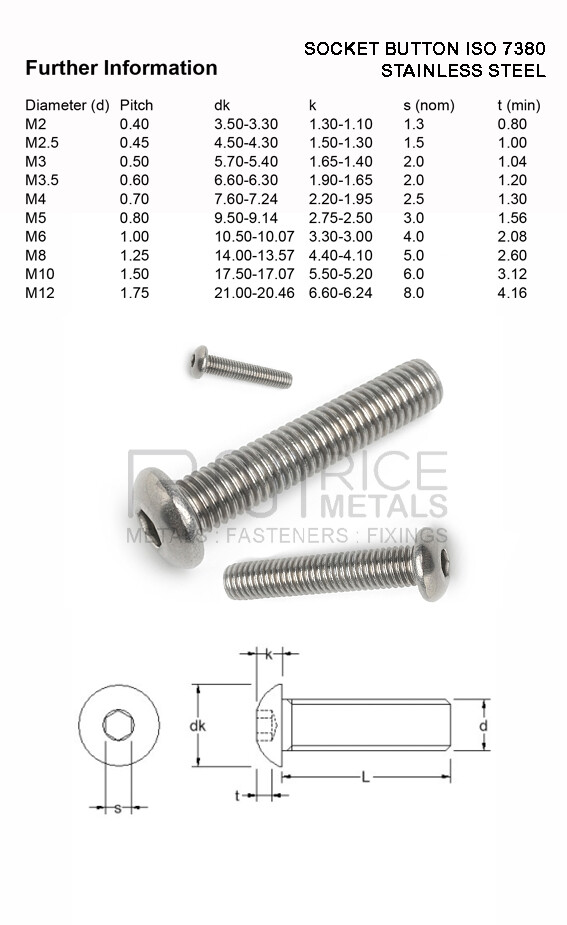 M2 M3 M4 upto M12 Socket Button Screws Dome Head Hex Allen Bolts