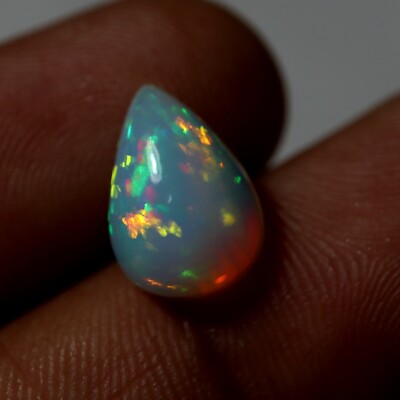 14x9.5 MM Äthiopischer Opal Perlen-Cabochon Rot Grün Gelb Feuer, Natur Pear