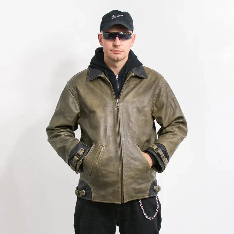 Men's New Genuine Leather Jacket Premium Stylish Vintage Biker Collared Jacket