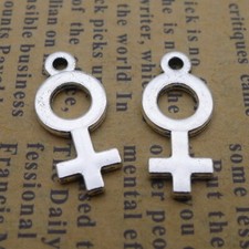 A granel 250 piezas Dijes Símbolo Femenino Hágalo Usted Mismo Fabricación de Joyas Colgante Plata Antigua