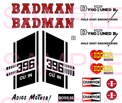 Adesivi acquascivolo Badman 55 Chevy Gasser scala 1:24 - Foto 2 di 7