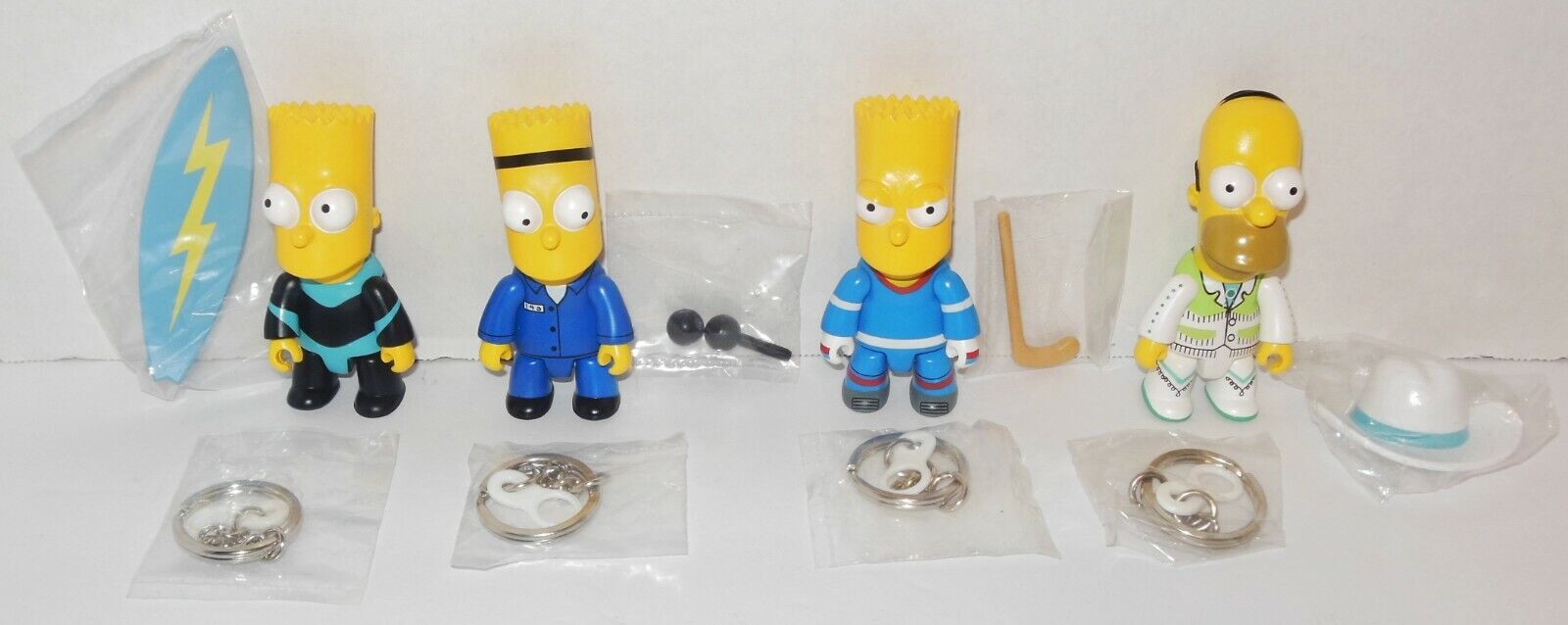 The Simpsons: Bart & Homer (4) QEE Key chain figures lot - - FREE SHIPPING