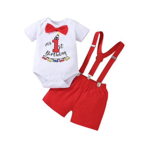 Baby Boy Funny First Birthday Clothes Infant Clothes Bow Tie Romper Pants Set...