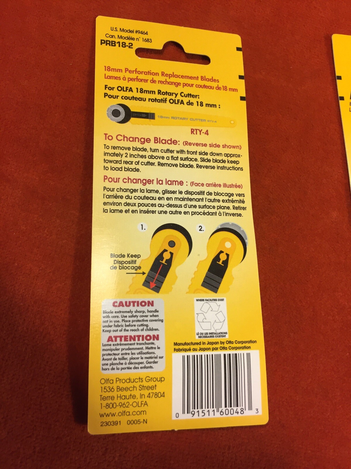 OLFA PRB182 / XB173 Perforation Circular Blade Rotary Cutter 12 Blades