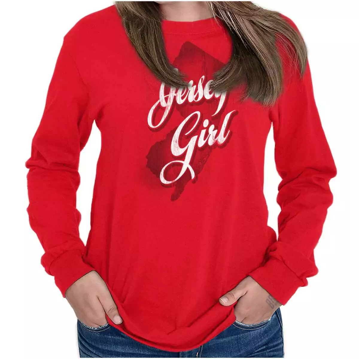 Fashion New Jersey Girl Trendy State Souvenir Long Sleeve T-Shirts Tee For  Women