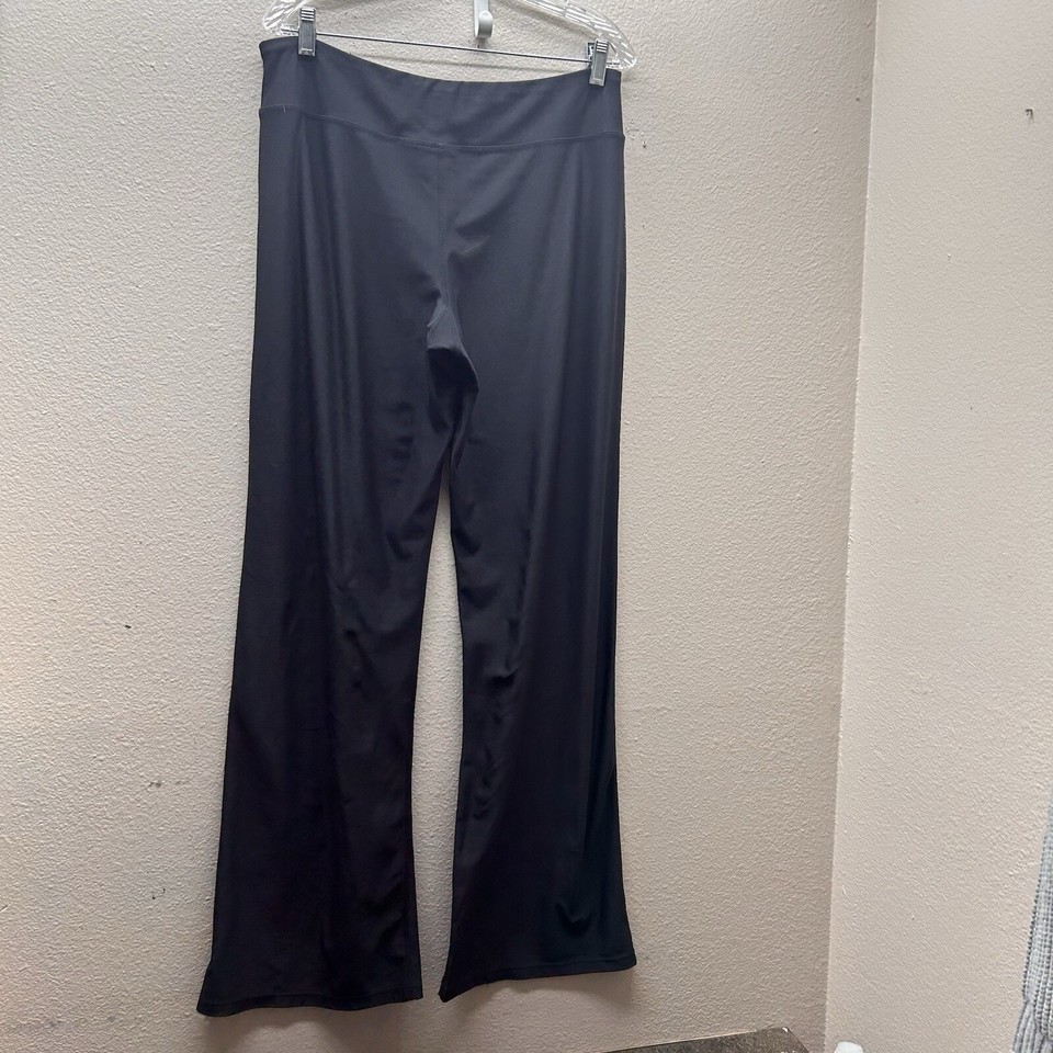 Nike DriFit Womens Large Track Pants Black Mid Rise Stretch Logo Yoga