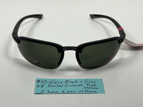 Gafas de sol unisex Pugs modelo A8 negro brillante y gris con lentes verdosas, ¡NUEVAS! - Imagen 5 de 8