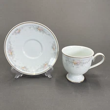 Noritake Waynesboro Footed Cup And Saucer Set Replacement Floral Scrolls Ireland