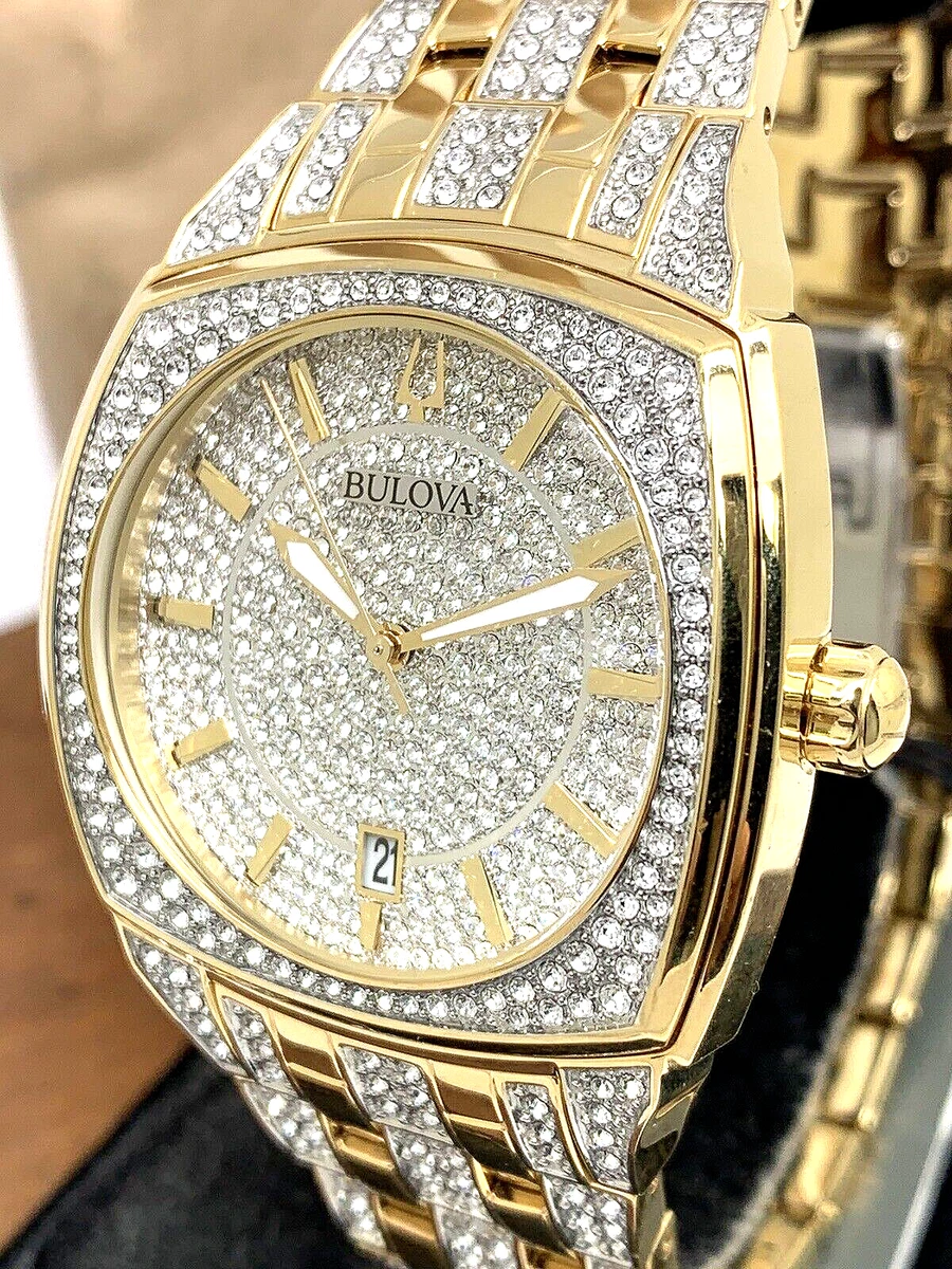 Bulova Men s Watch 98B323 Quartz Gold Crystals Accent Gold