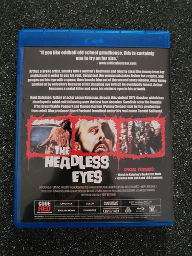 The Headless Eyes (Blu-Ray, 1971) Code Red #24 Grindhouse Slasher Gore OOP MINT - Picture 3 of 3