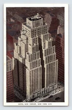 Postcard New York City Hotel Yorker Aerial 1938 Posted Linen
