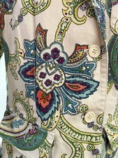 IZOD WOMENS JACKET SIZE LARGE WHITE GREEN PAISLEY RETRO 70'S