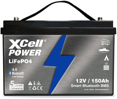 XCell LiFePO4 12V / 150Ah Lithium Batterie Solarbatterie Wohnmobil Solar USV