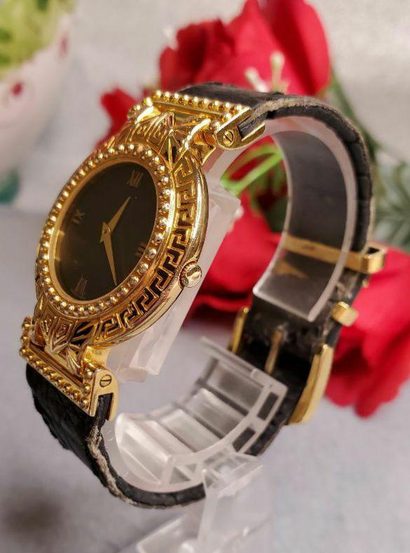 VERSACE Men's Watch Vintage Gold Black 7008012 Made in Italy
