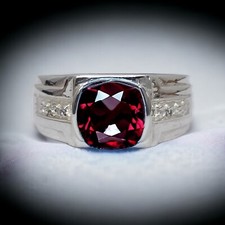 Garnet Gemstone With 925 Sterling Silver Ring For Men's AL703
